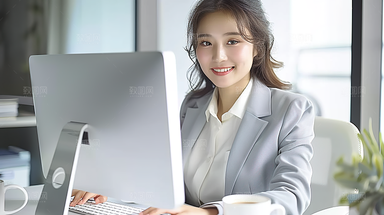 女性白领年轻摄影工作美女办公