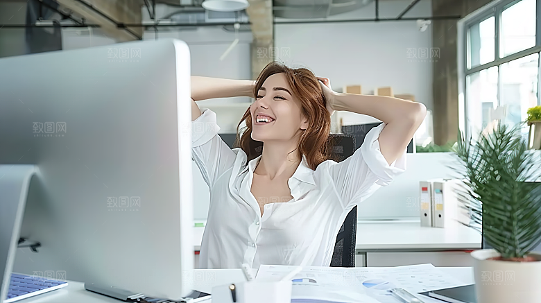 女性白领年轻摄影工作美女办公