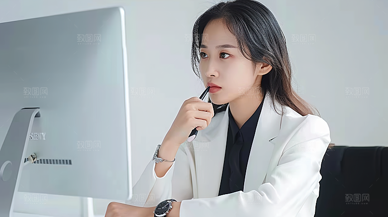 女性白领年轻高清美女办公工作