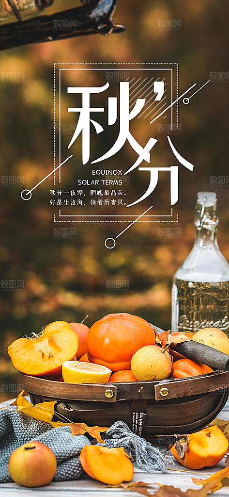 中国传统二十四节气秋分节气海报