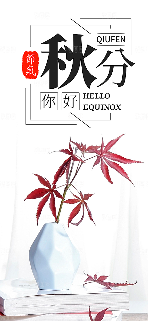 中国传统二十四节气秋分节气海报