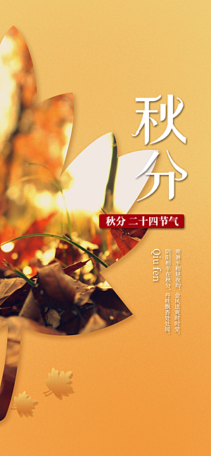 中国传统二十四节气秋分节气海报