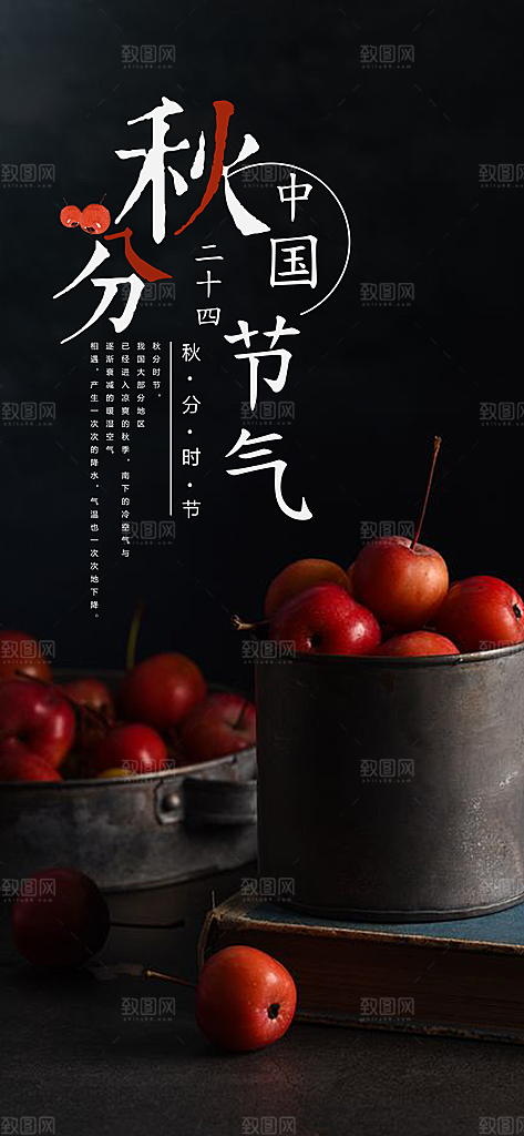 中国传统二十四节气秋分节气海报