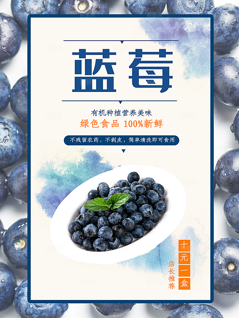 新鲜水果蓝莓海报