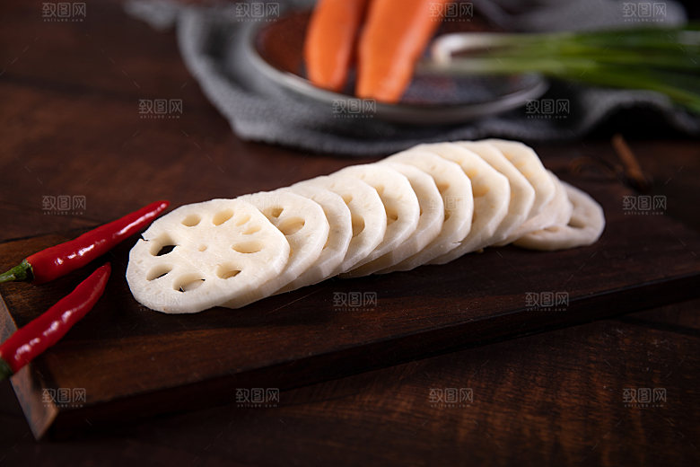 新鲜莲藕美食食材背景