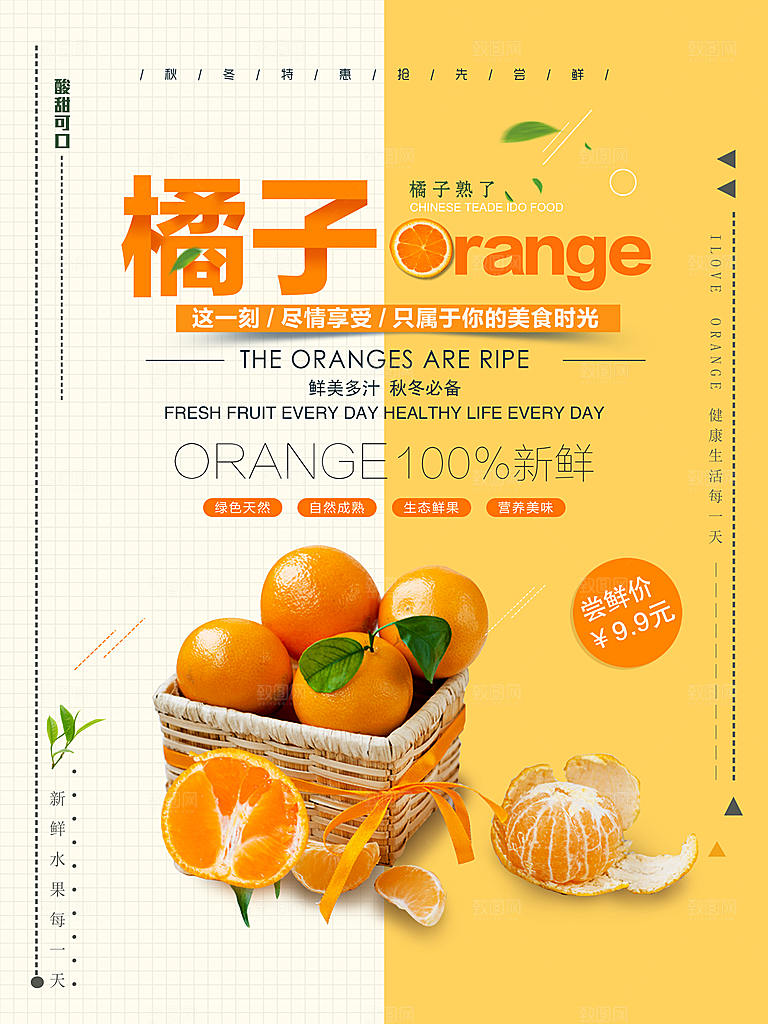 橘子椪柑宣传海报设计素材