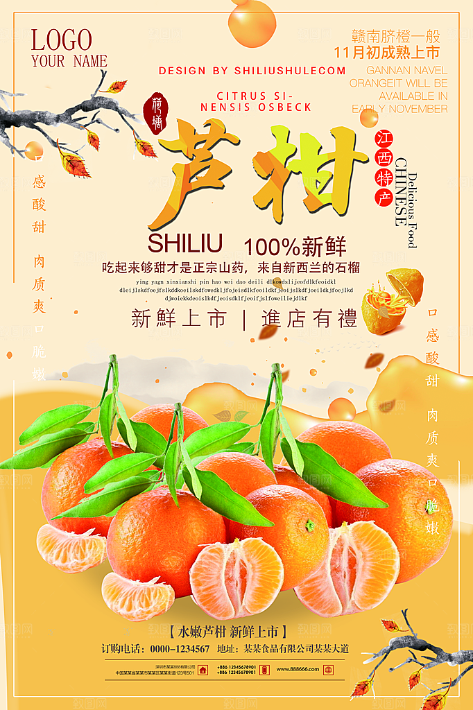 橘子椪柑宣传海报设计素材
