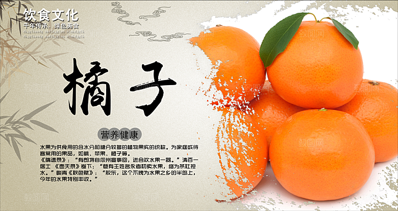 蜜桔柑橘宣传海报展板设计素材