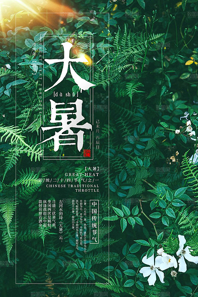 大暑节气简约大气海报