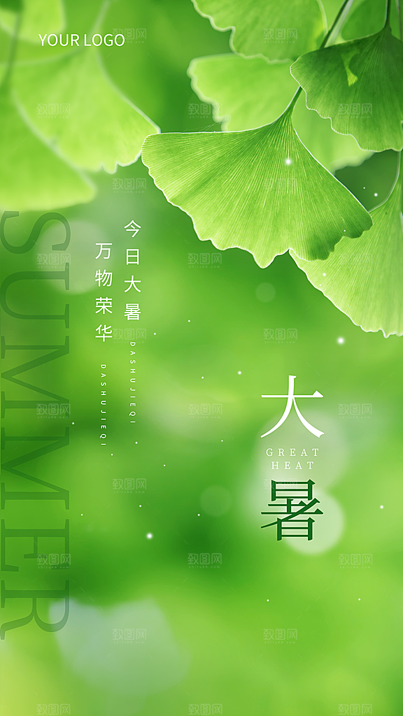 大暑节气简约大气海报