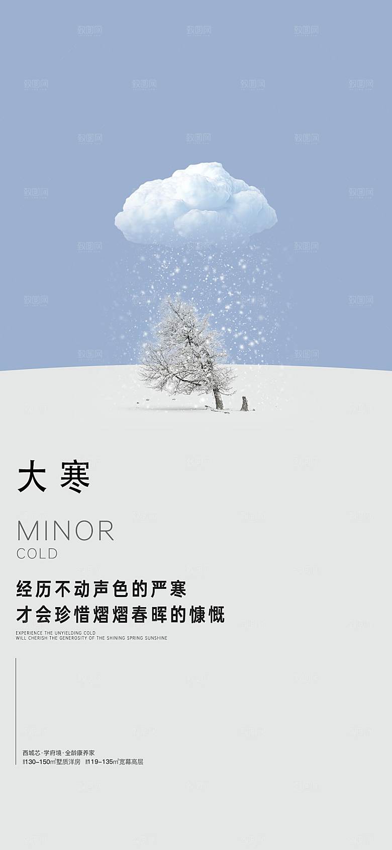 大寒节气简约大气海报