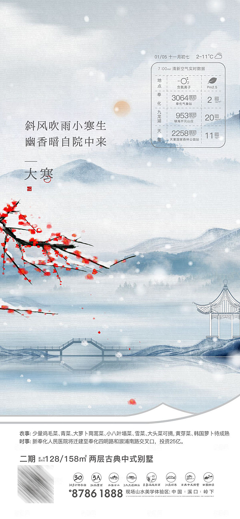 大寒节气简约大气海报