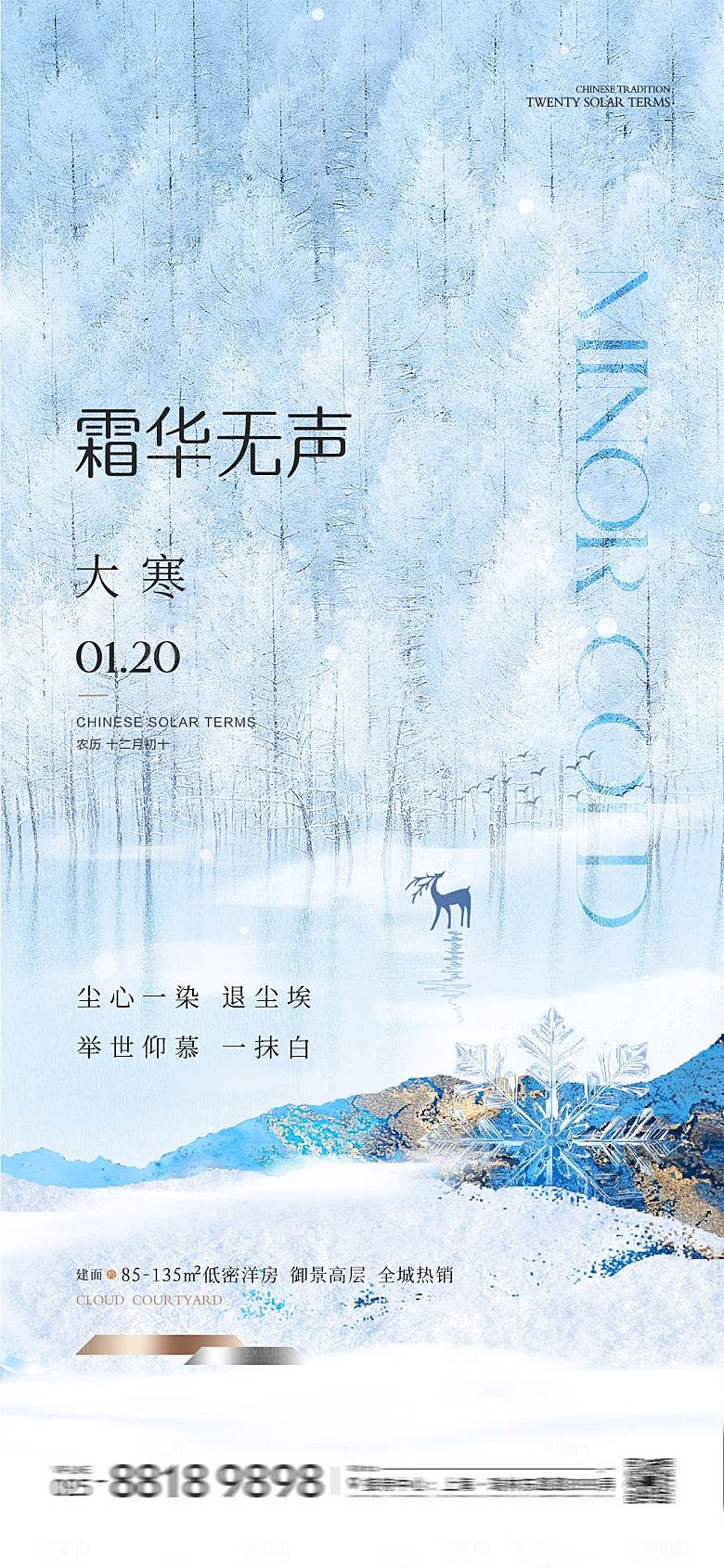 大寒节气简约大气海报