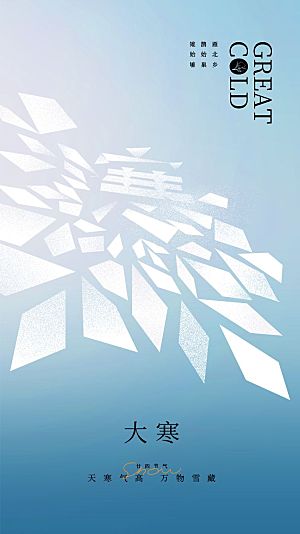 大寒节气简约大气海报