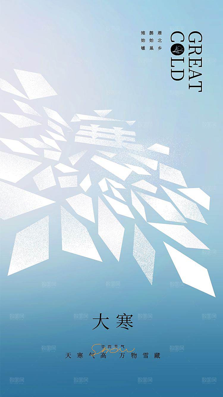 大寒节气简约大气海报