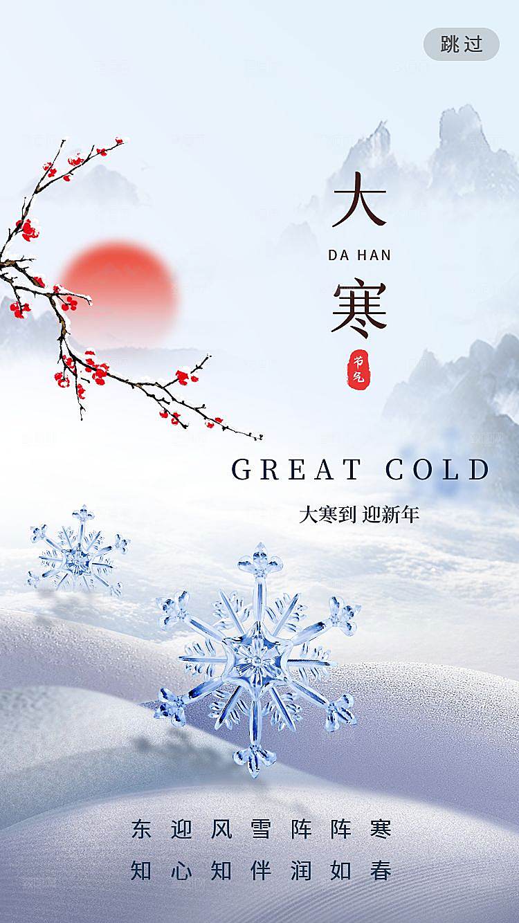 大寒节气简约大气海报