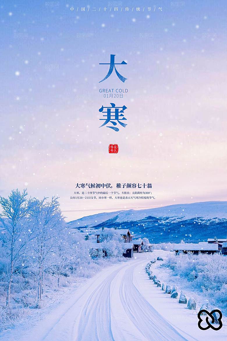 大寒节气简约大气海报