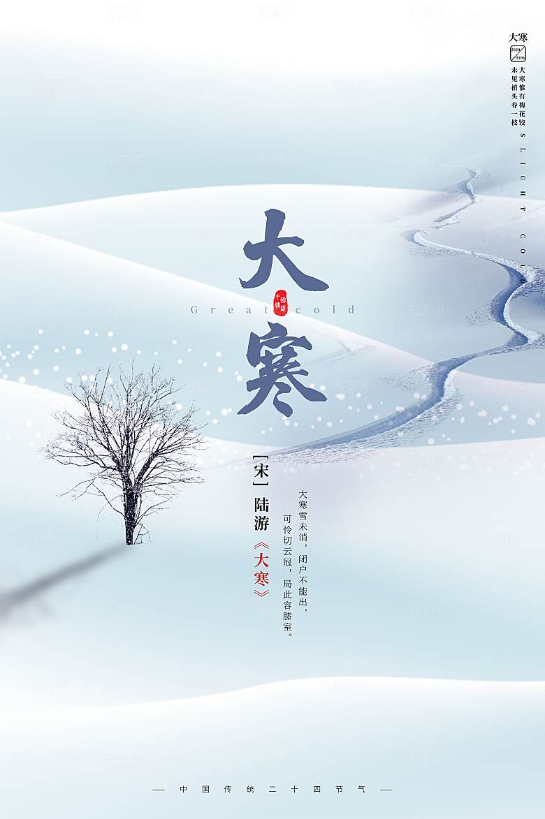 大寒节气简约大气海报