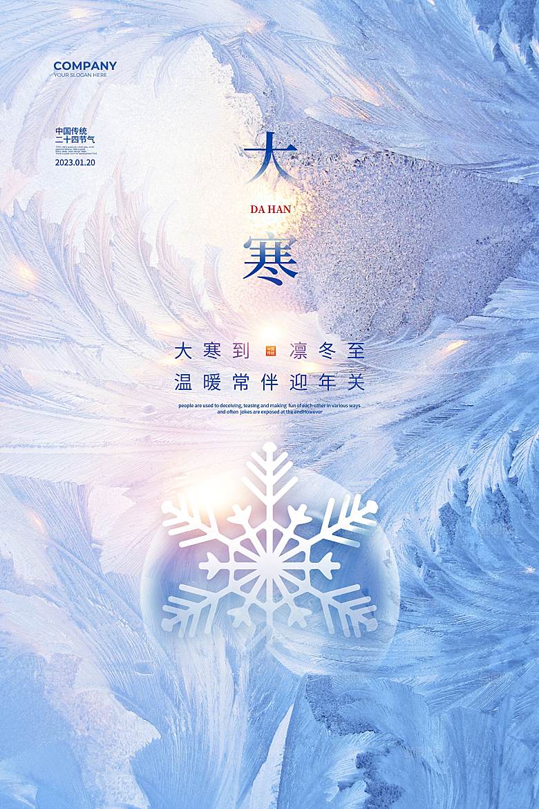 大寒节气简约大气海报