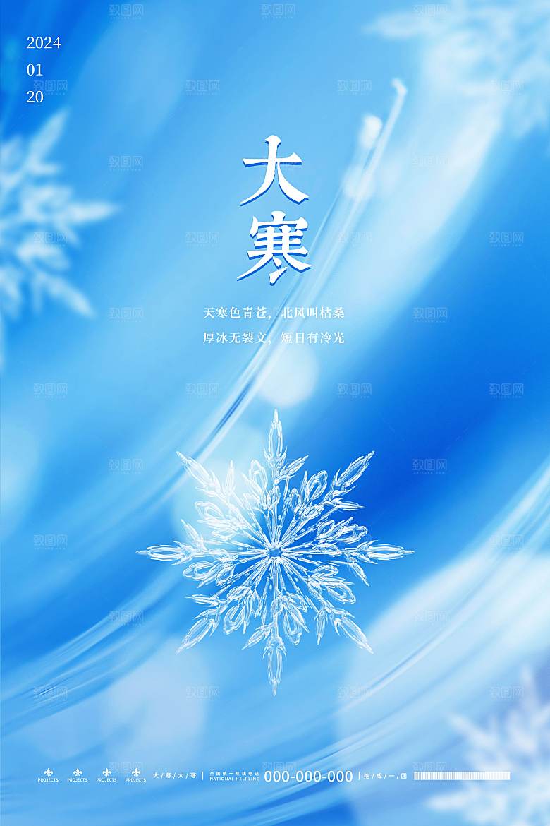 大寒节气简约大气海报