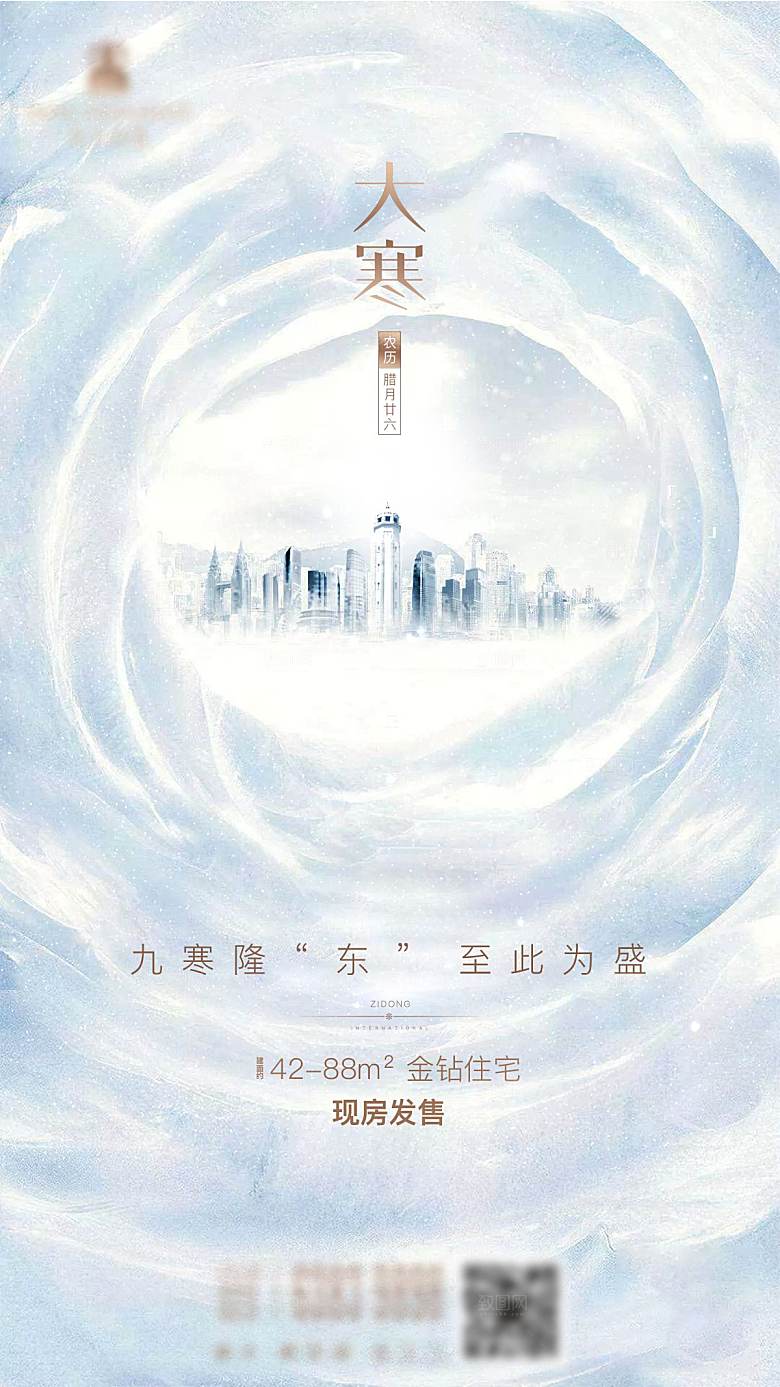 大寒节气简约大气海报