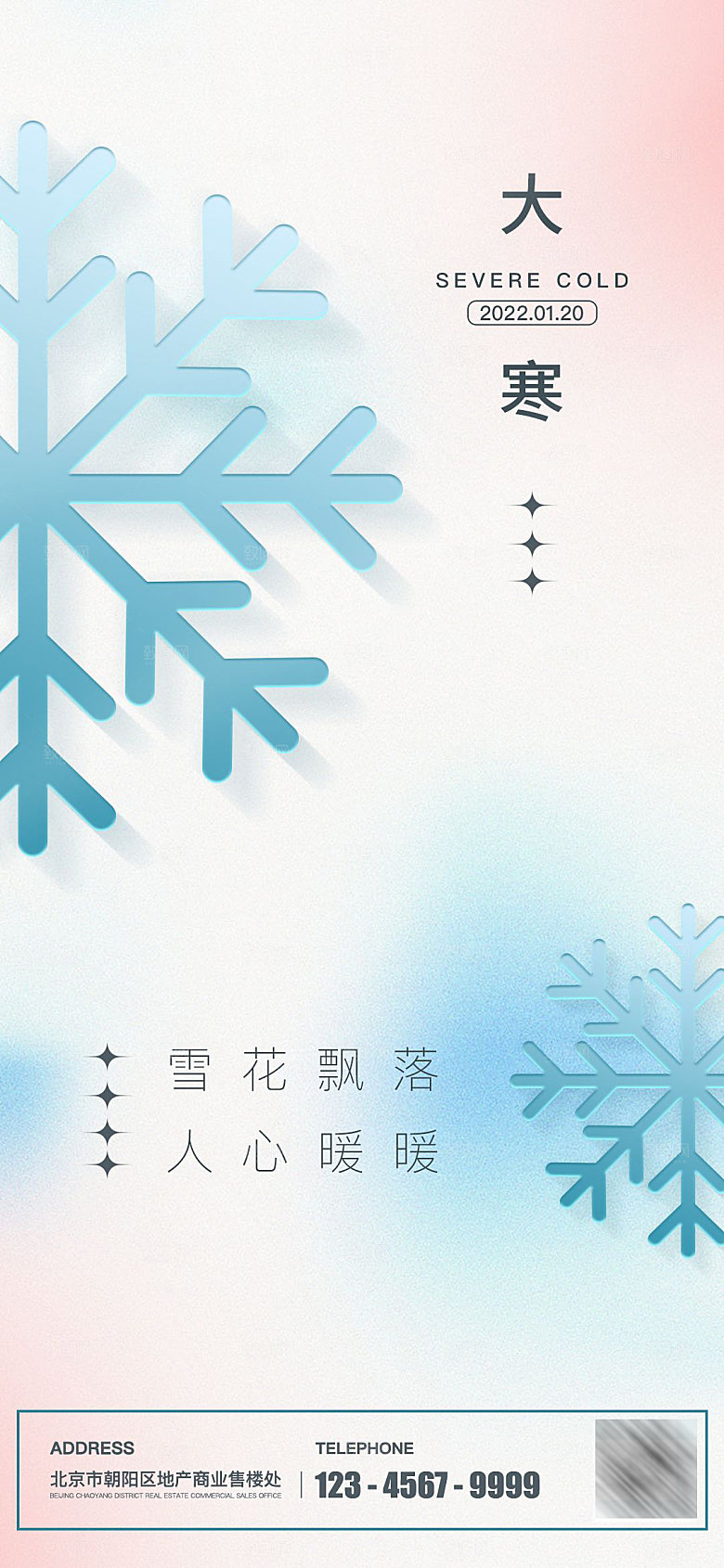 大寒节气简约大气海报