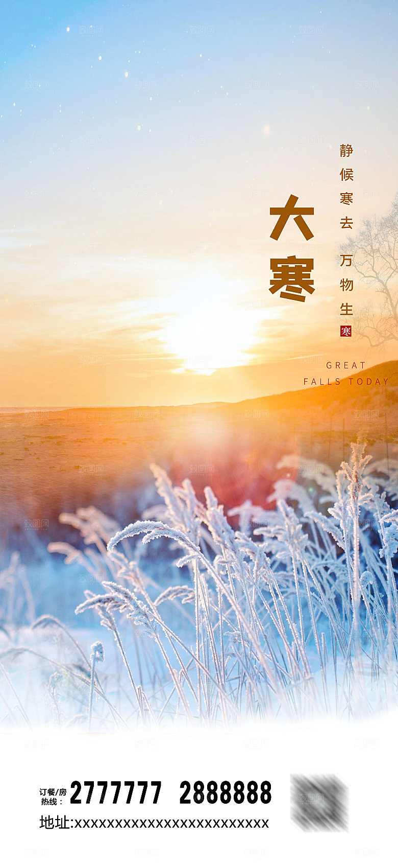 大寒节气简约大气海报