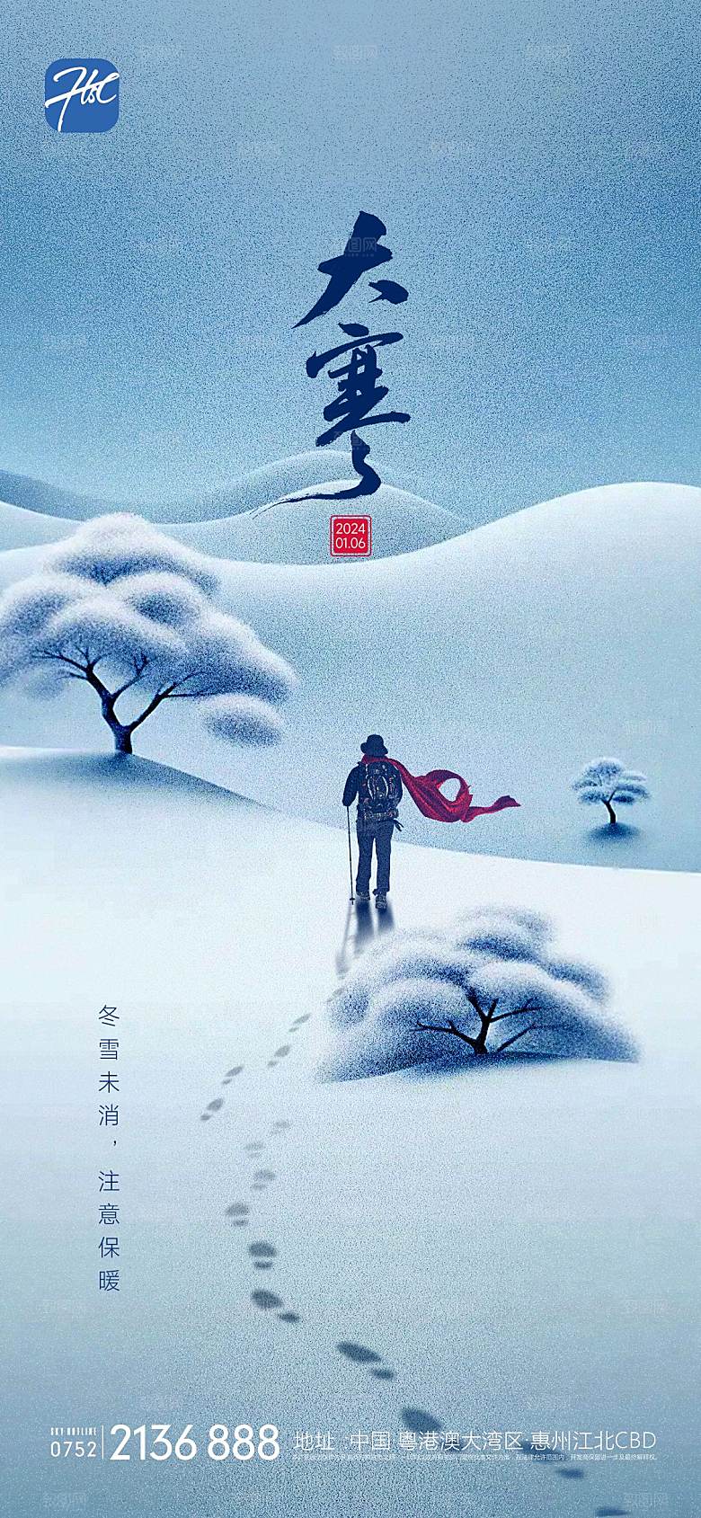 大寒节气简约大气海报