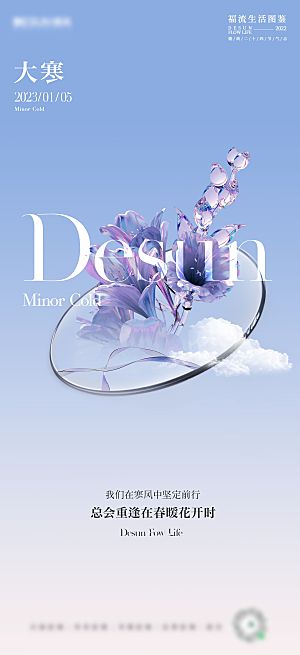 大寒节气简约大气海报
