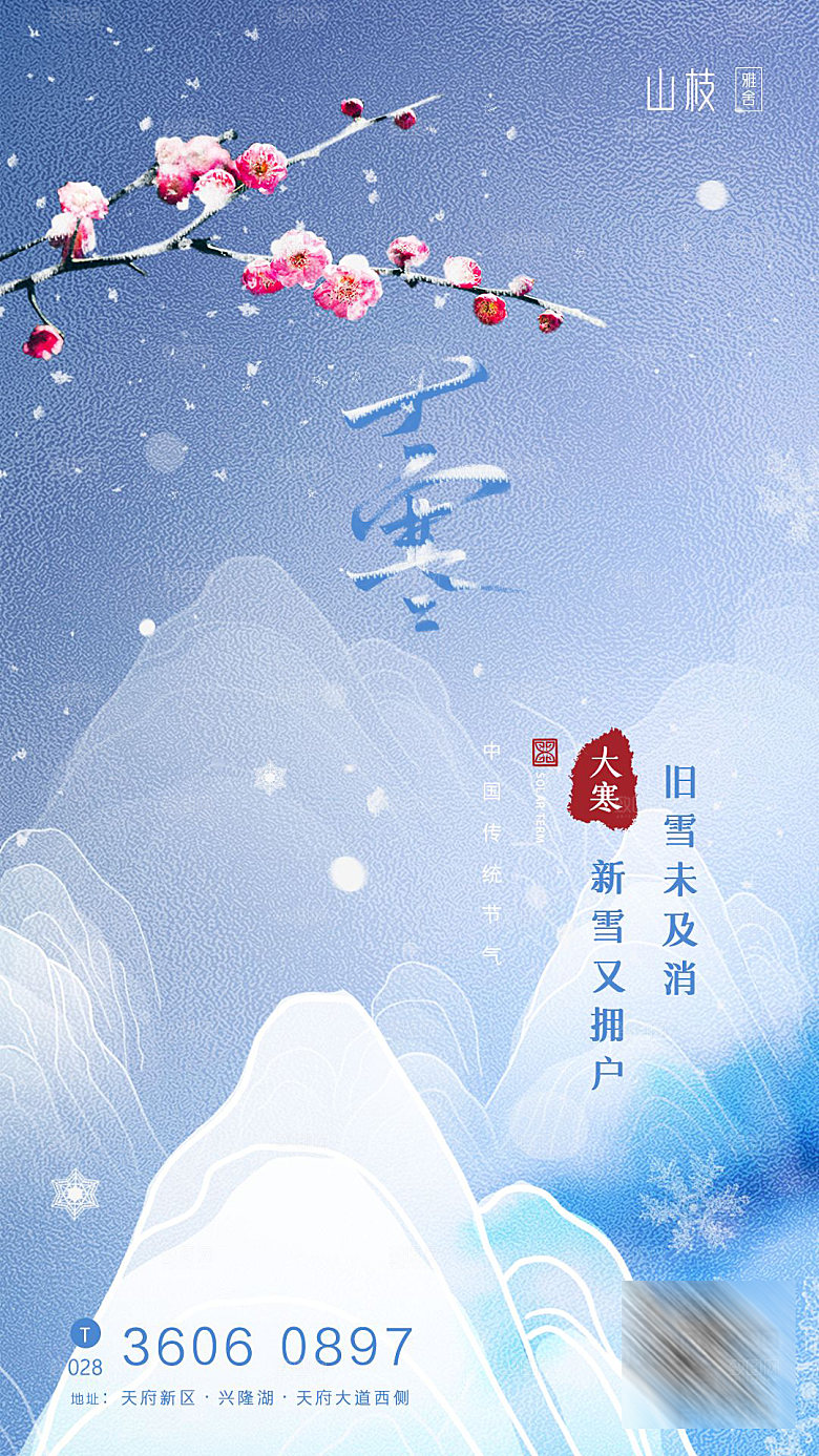 大寒节气简约大气海报