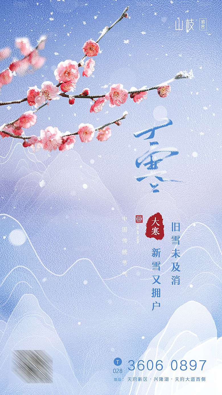 大寒节气简约大气海报