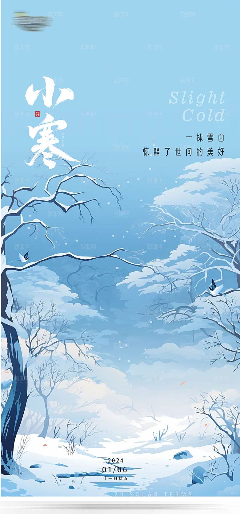 大寒节气简约大气海报