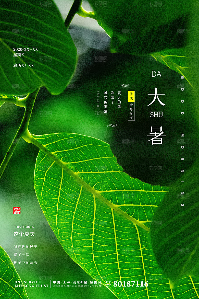 大暑节气简约大气海报