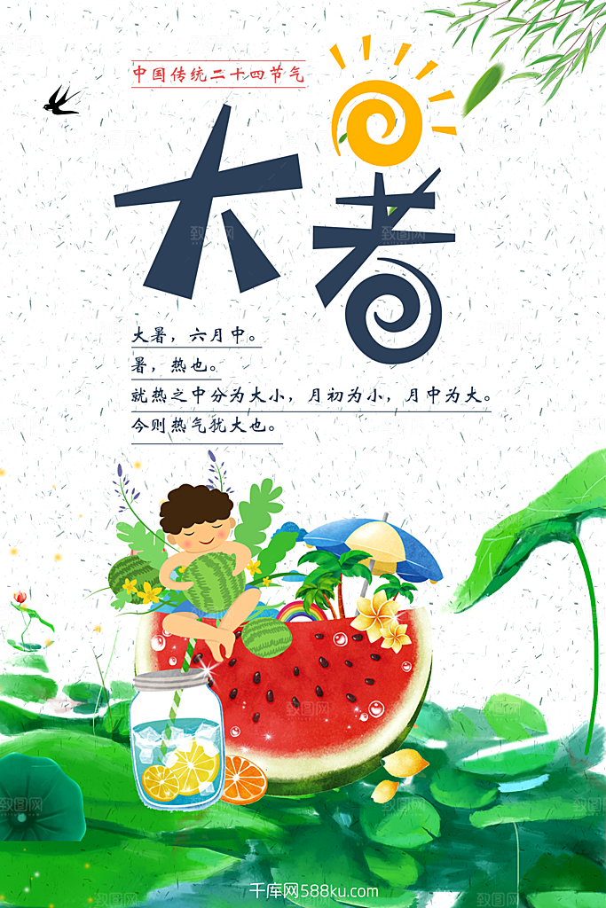 大暑节气简约大气海报