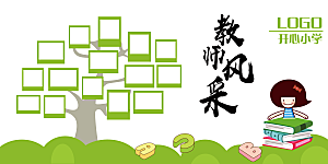 卡通可爱校园文化墙模版