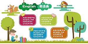 卡通可爱校园文化墙模版