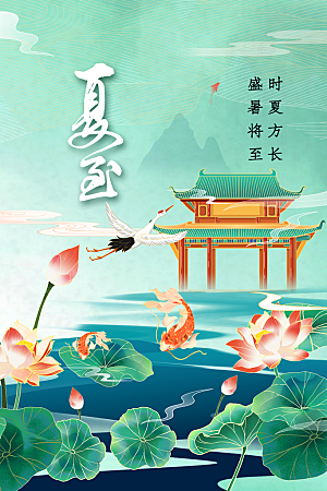 夏至节气传统活动宣传海报