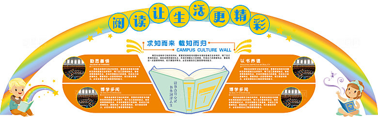 卡通可爱学校校园文化墙模版