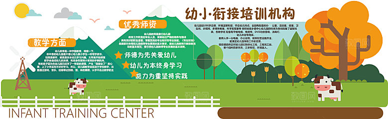 卡通可爱学校校园文化墙模版