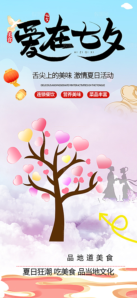 美丽七夕节情人节爱情活动海报