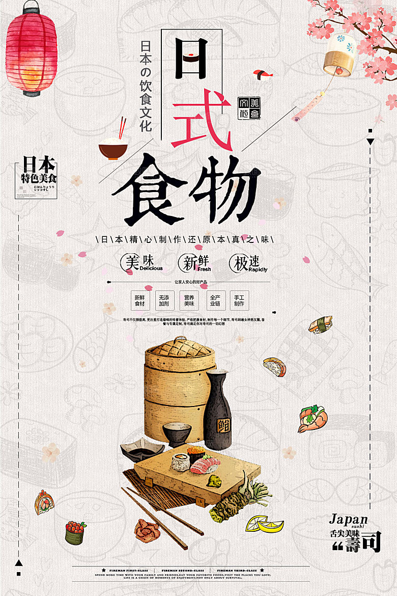 日式日系餐饮特色美食海报
