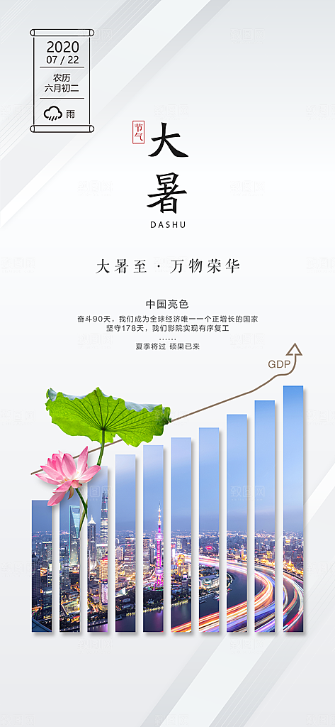 大暑节气清新海报