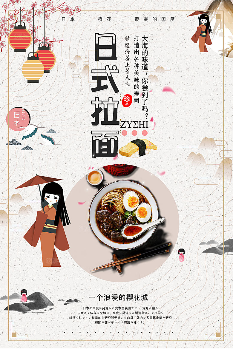 日式日系餐饮特色美食海报