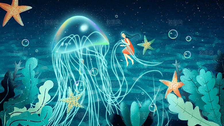 传统节气大暑海报插画模板