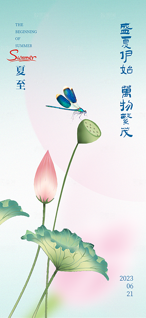 传统节气夏至海报模板