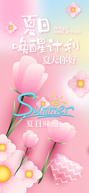 夏至节气简约大气海报