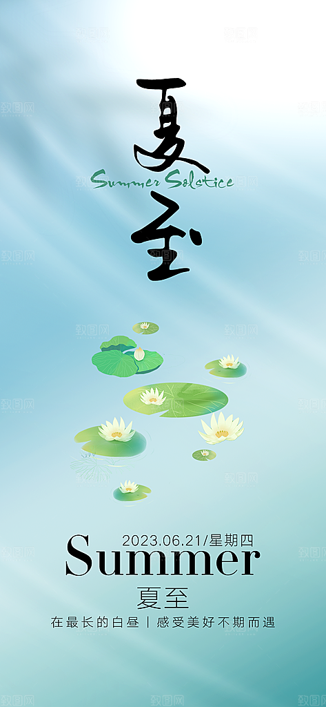 夏至节气简约大气海报