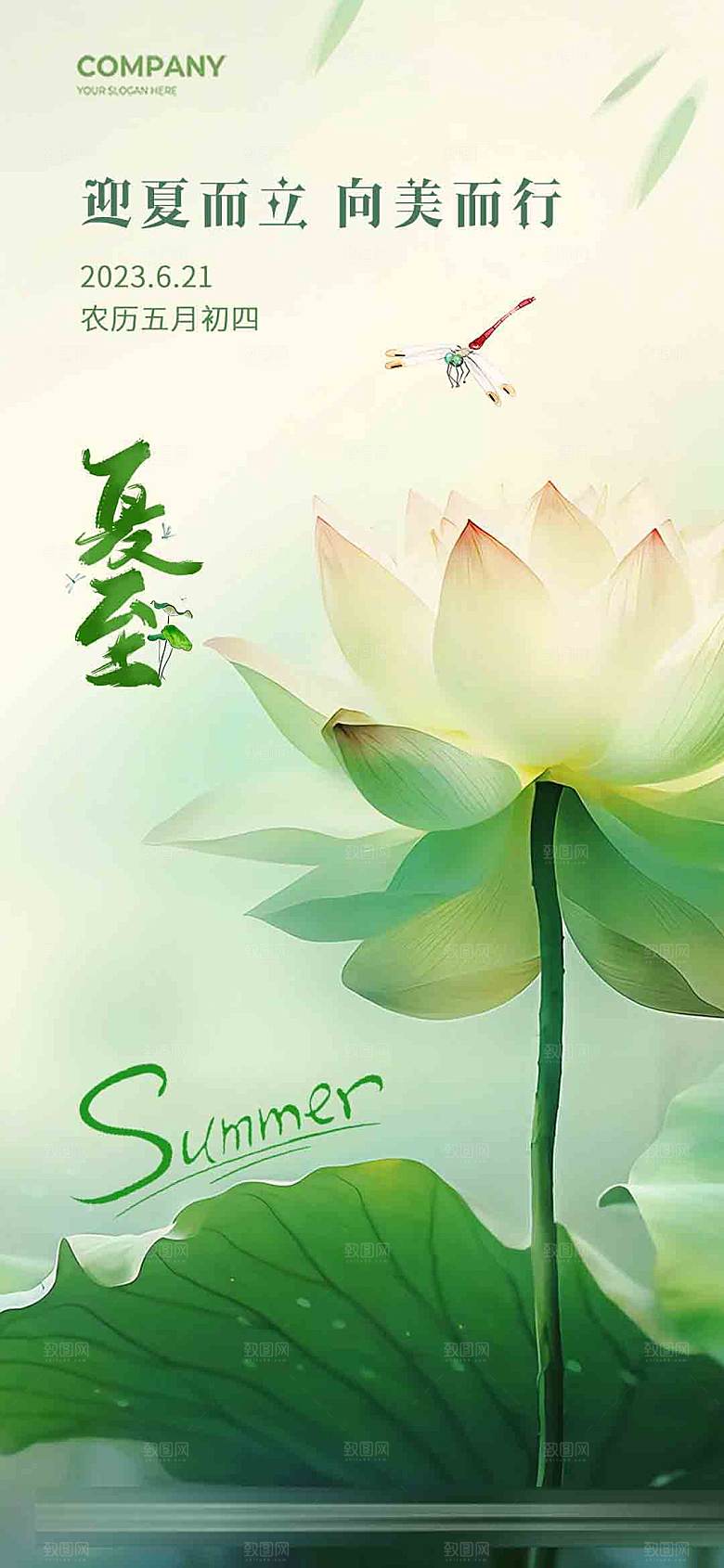 传统节气夏至海报模板