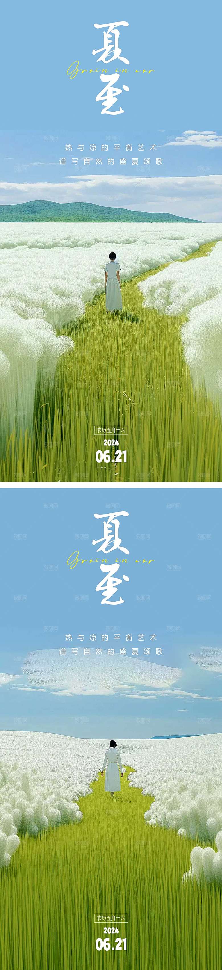 传统节气夏至海报模板