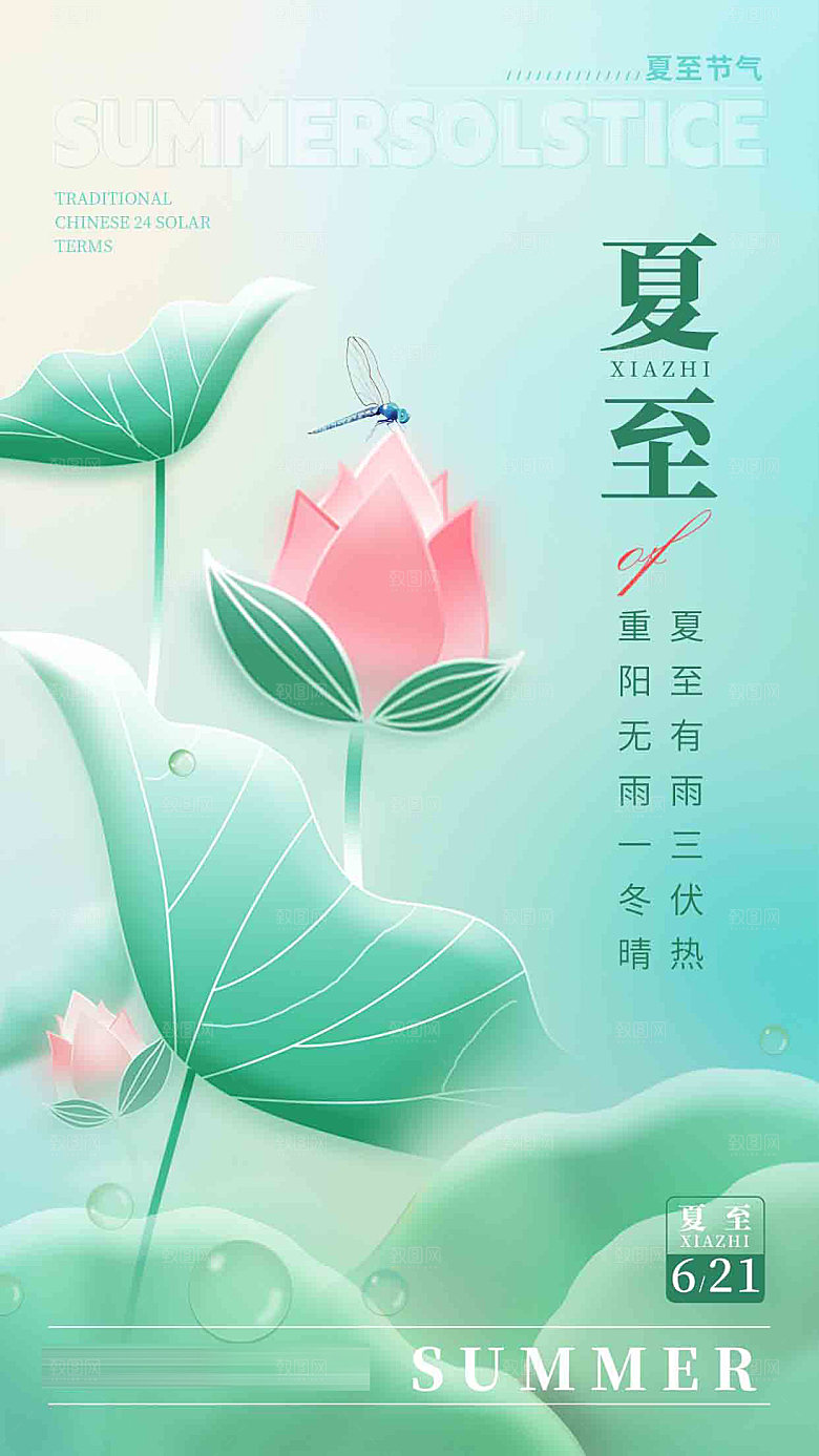 传统节气夏至海报模板